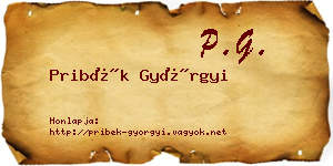 Pribék Györgyi névjegykártya